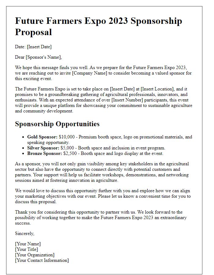 Letter template of agricultural event sponsorship pitch