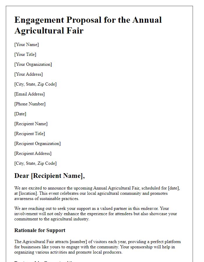 Letter template of agricultural fair supporter engagement proposal