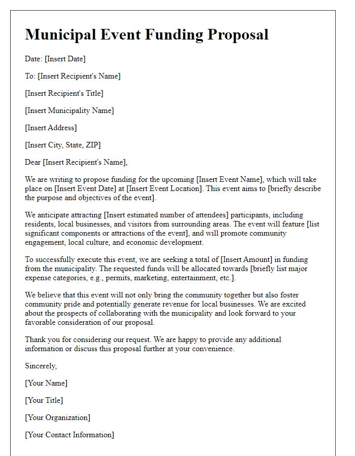 Letter template of Municipal Event Funding Proposal