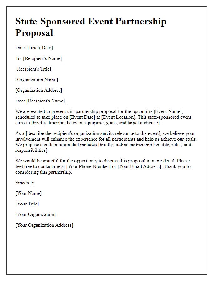 Letter template of State-sponsored Event Partnership Proposal