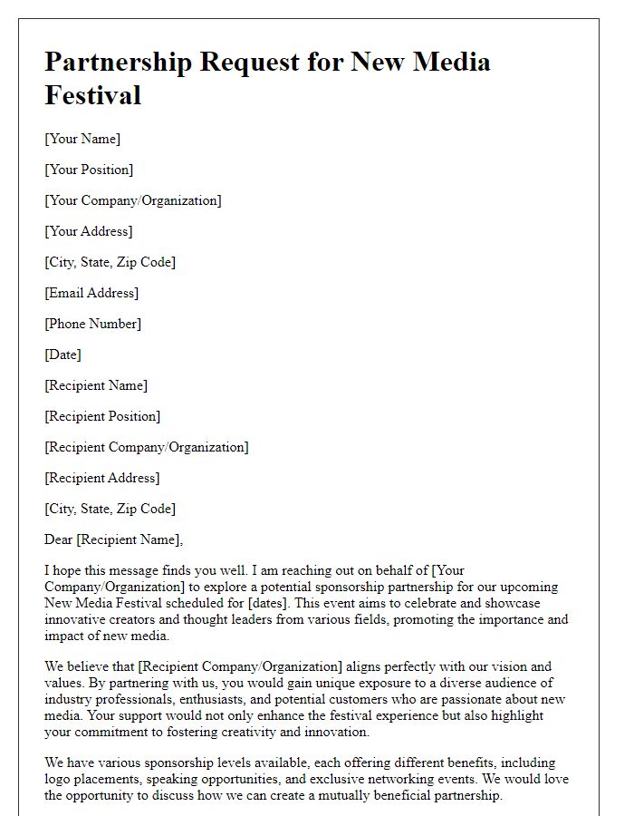 Letter template of new media festival sponsorship partnership request