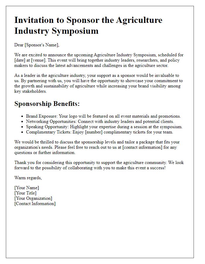 Letter template of agriculture industry symposium sponsorship invitation