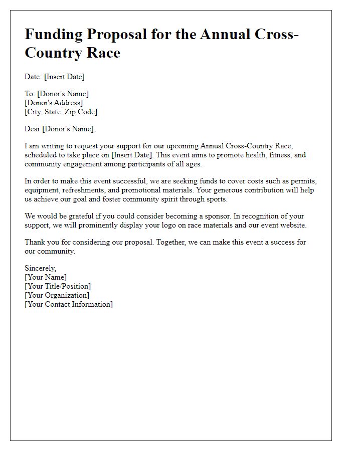 Letter template of cross-country race funding proposal