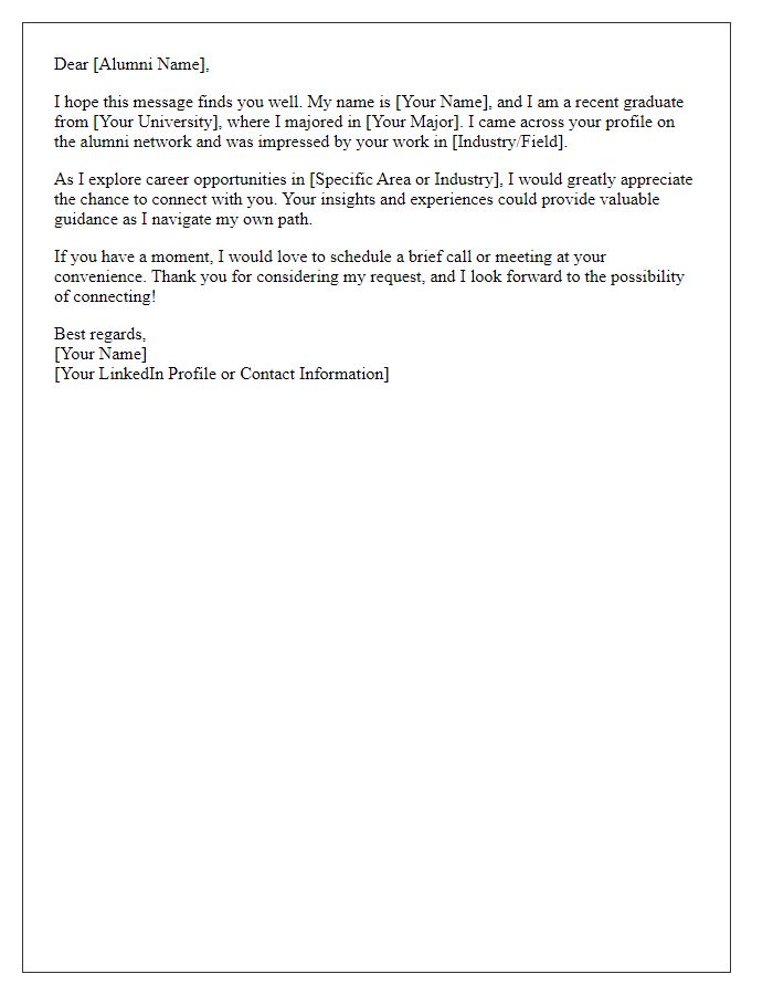 Letter template of professional networking introduction for alumni connections.