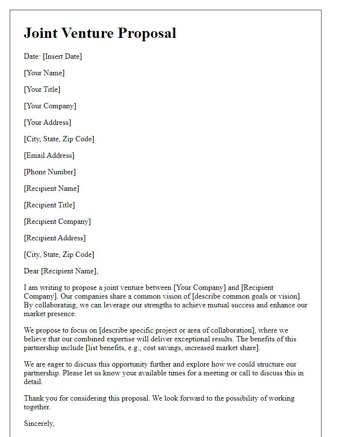 Letter template of joint venture proposal.