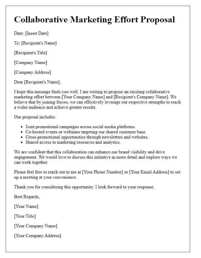 Letter template of collaborative marketing effort