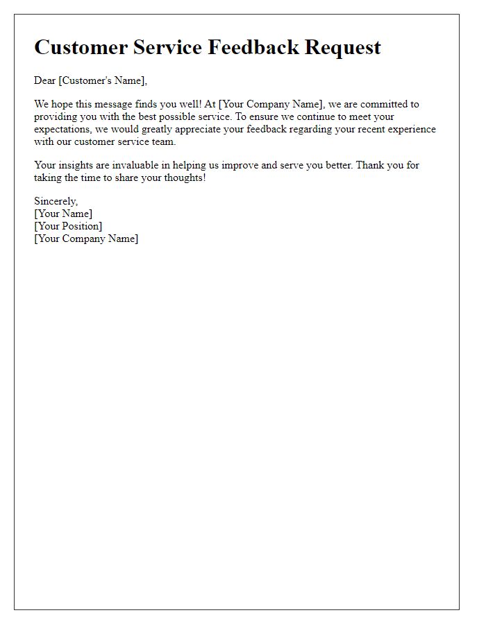 Letter template of engaging customer service feedback introduction