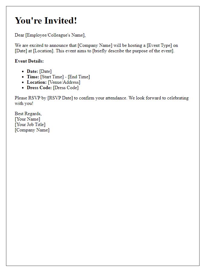 Letter template of corporate event announcement