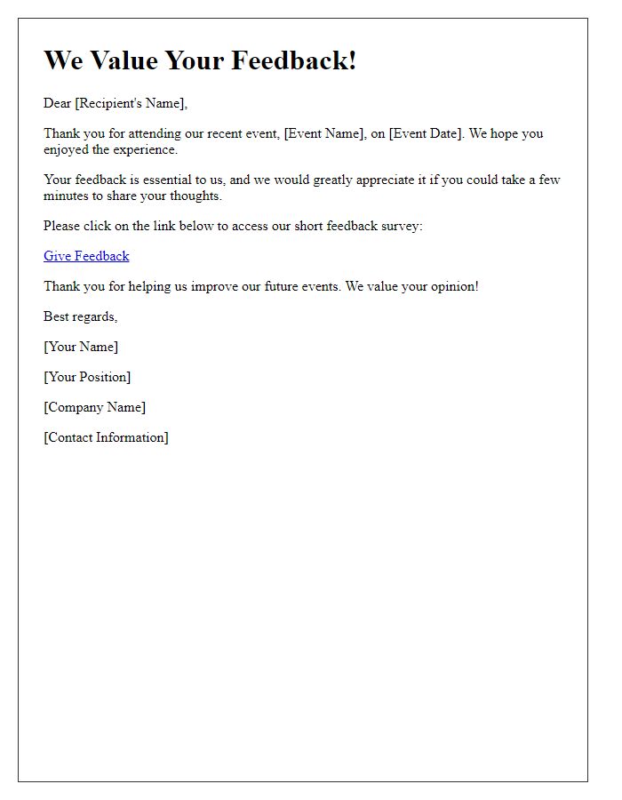 Letter template of corporate event feedback solicitation