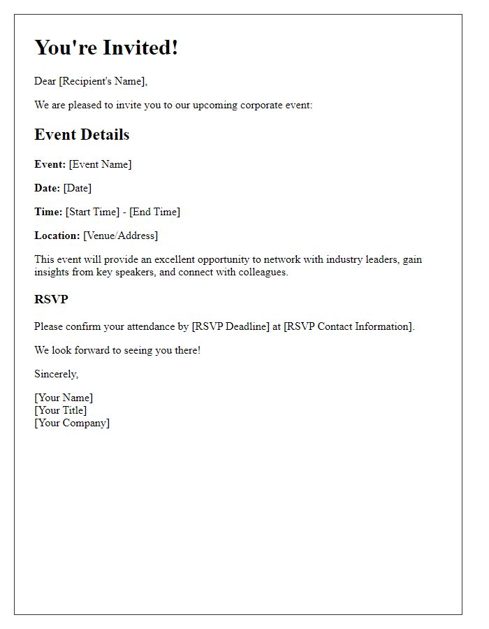 Letter template of corporate event invitation