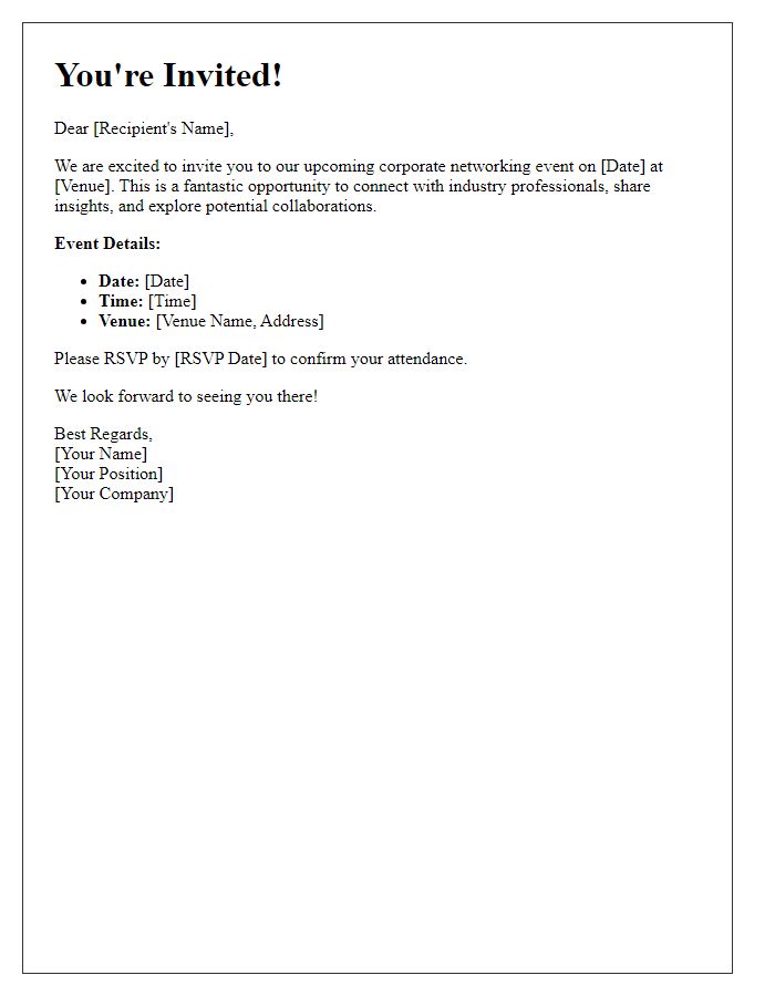 Letter template of corporate event networking invitation