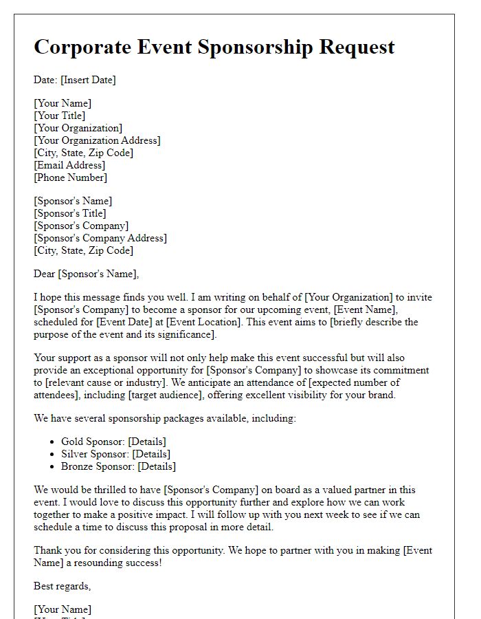 Letter template of corporate event sponsorship request