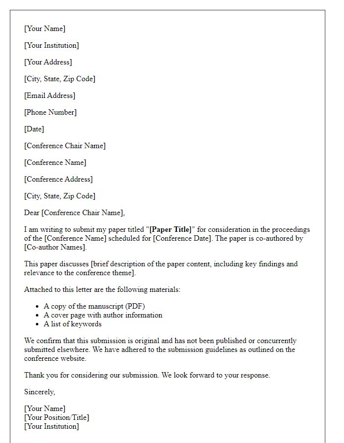 Letter template of conference paper submission for proceedings