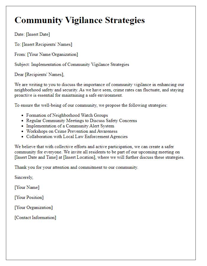 Letter template of community vigilance strategies