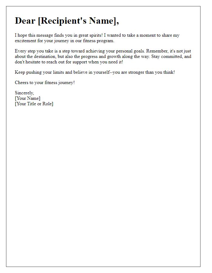 Letter template of fitness program motivation message