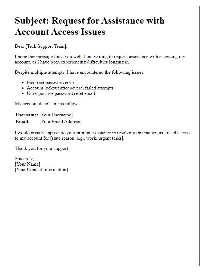 Letter template of tech support solicitation for account access difficulties