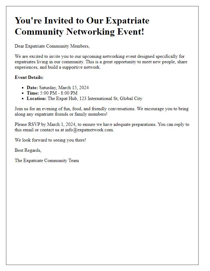 Letter template of Expatriate Community Networking Invitation