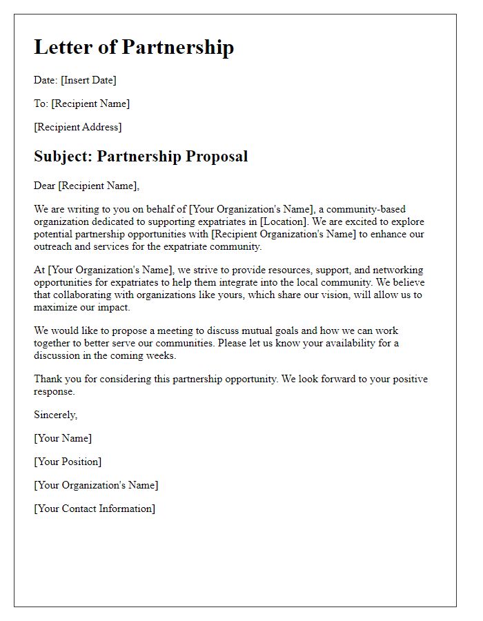 Letter template of Expatriate Community Partner Organizations