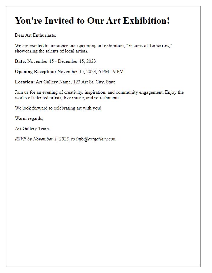 Letter template of announcement for art exhibition