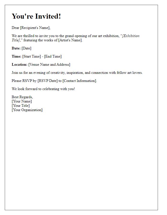 Letter template of invitation for art exhibition