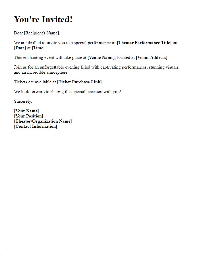 Letter template of theater performance special event invitation