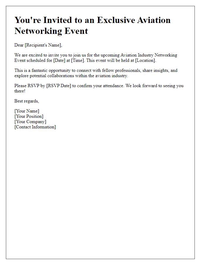 Letter template of aviation industry networking invitation