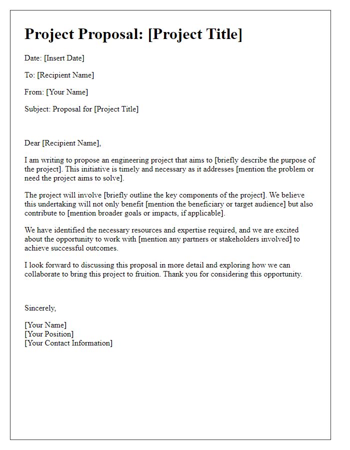 Letter template of engineering project proposal introduction