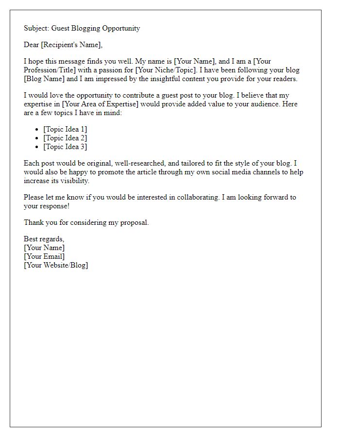 Letter template of introduction for guest blogging opportunity