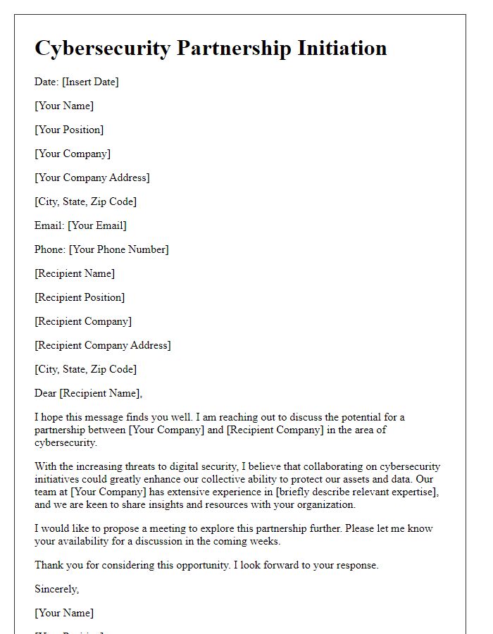 Letter template of Cybersecurity Partnership Initiation
