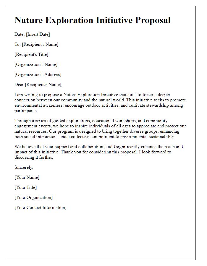 Letter template of nature exploration initiative proposal introduction