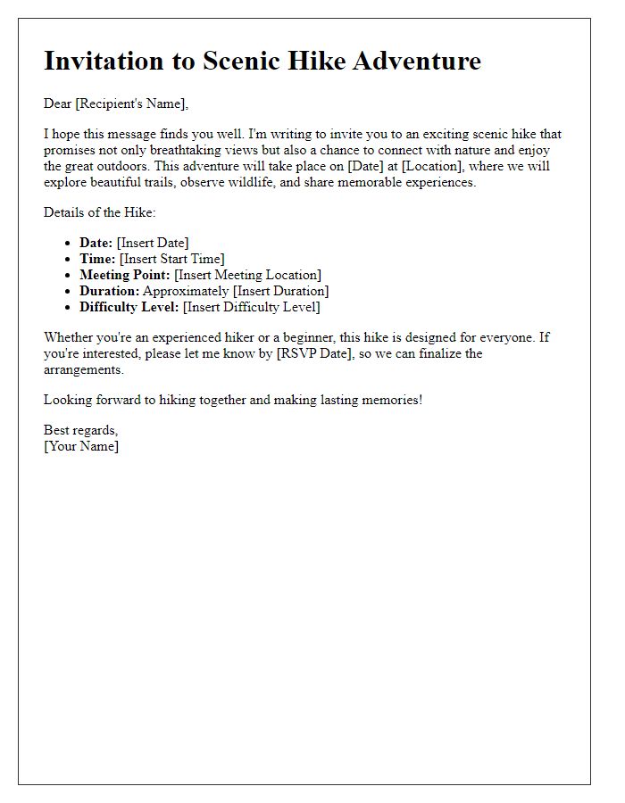 Letter template of scenic hike invitation proposal introduction