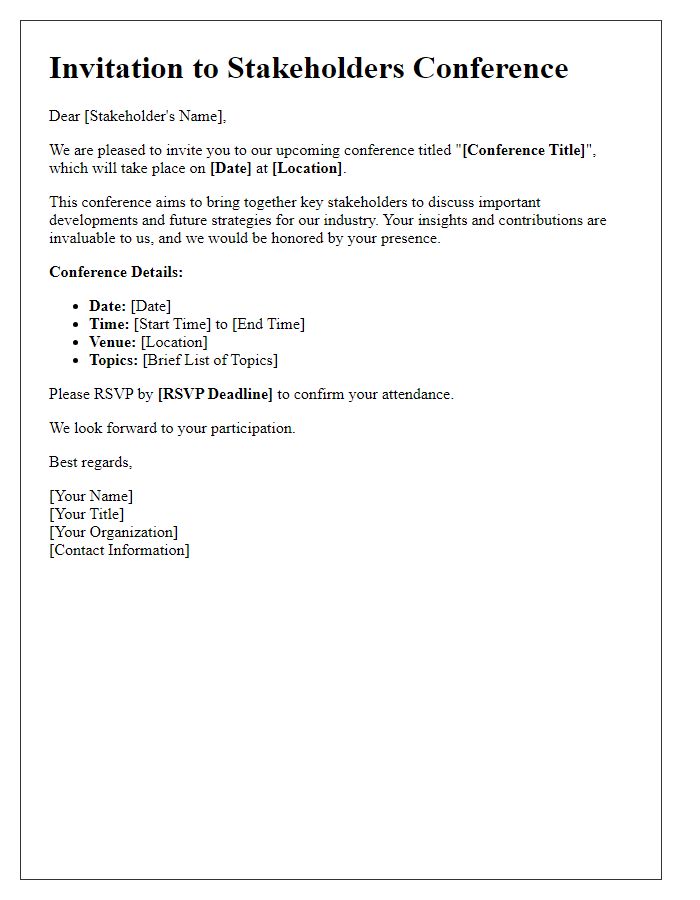 Letter template of invitation to stakeholders for upcoming conference