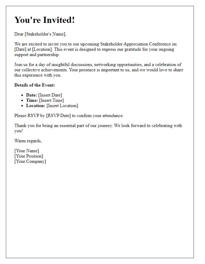 Letter template of stakeholder appreciation conference invitation