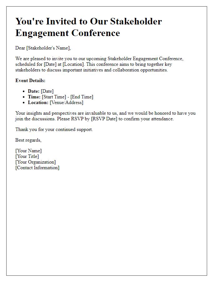 Letter template of stakeholder engagement conference invitation