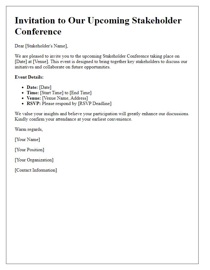 Letter template of stakeholder-focused conference invitation