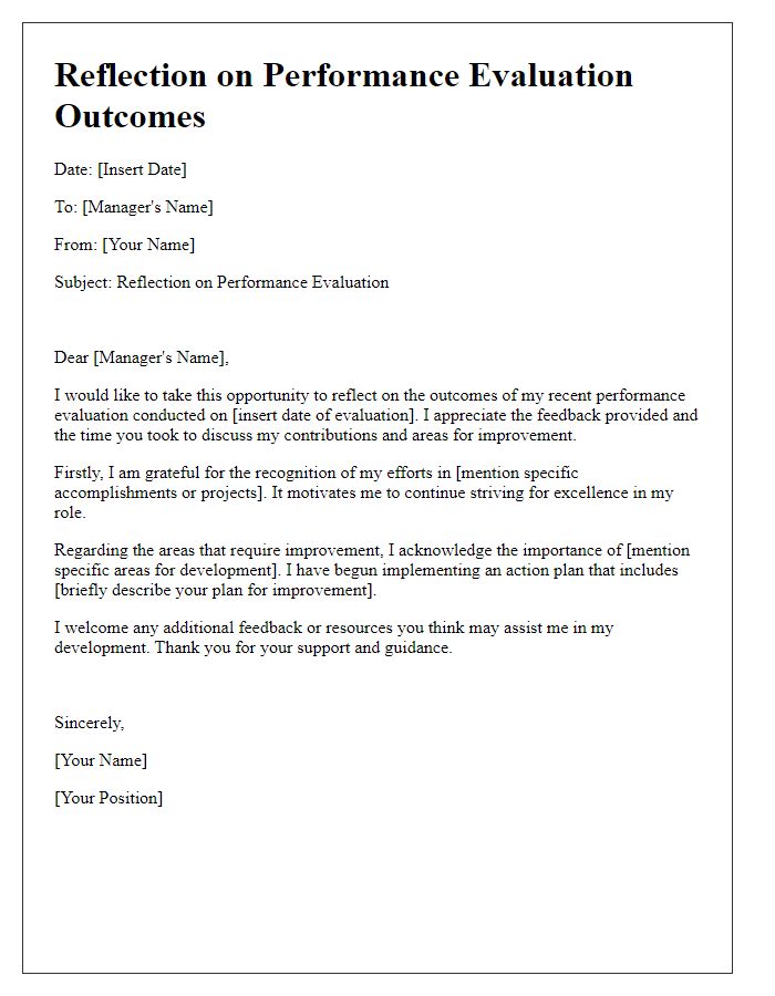 Letter template of reflection on performance evaluation outcomes