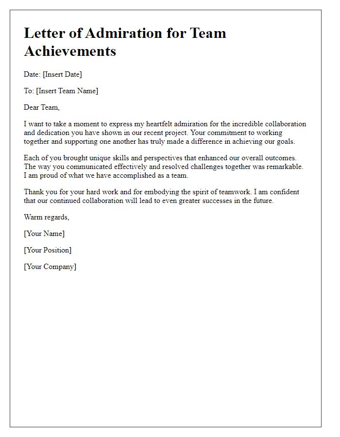 Letter template of admiration for group collaboration achievements