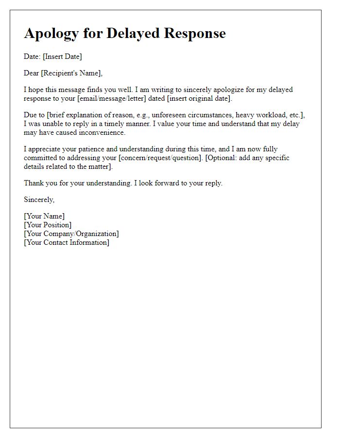 Letter template of apology for delayed response