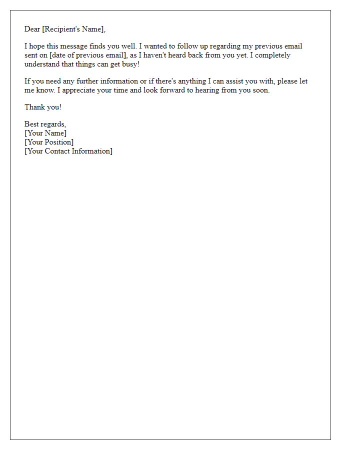 Letter template of friendly follow-up after delayed response