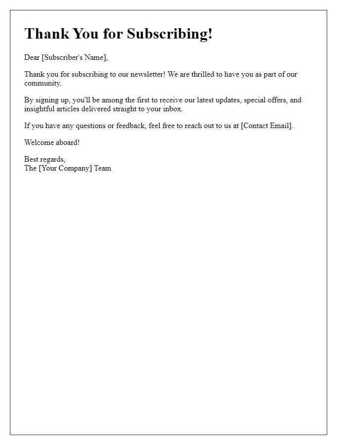 Letter Template For Acknowledging Newsletter Subscription Free Letter Template For Acknowledging Newsletter Subscription Free