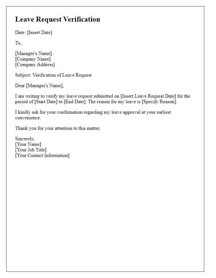 Letter template of leave request verification