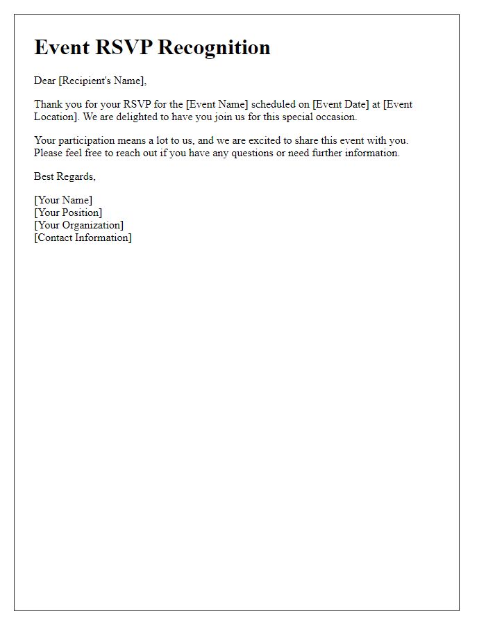 Letter template of Recognizing Event RSVP