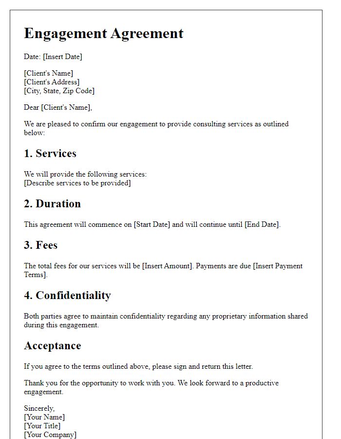 Letter template of Engagement Agreement for Client Consultation