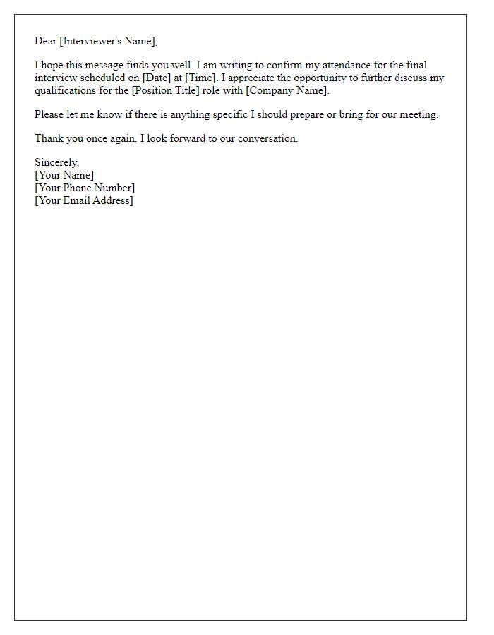 Letter template of confirmation for final interview invitation.