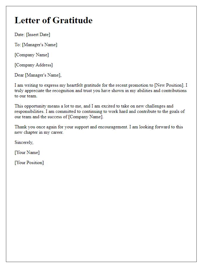 Letter template of gratitude for promotion acknowledgment.