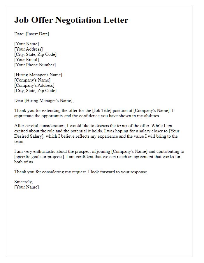 Letter template of counter job offer negotiation