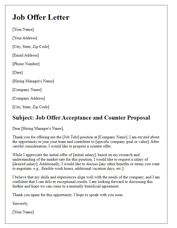 Letter template of professional counter job offer