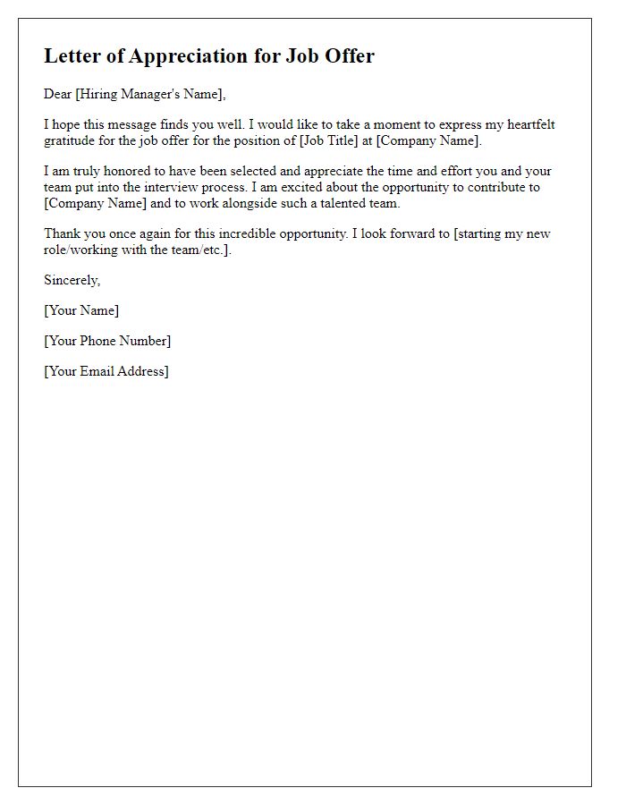 Letter template of appreciation for job offer