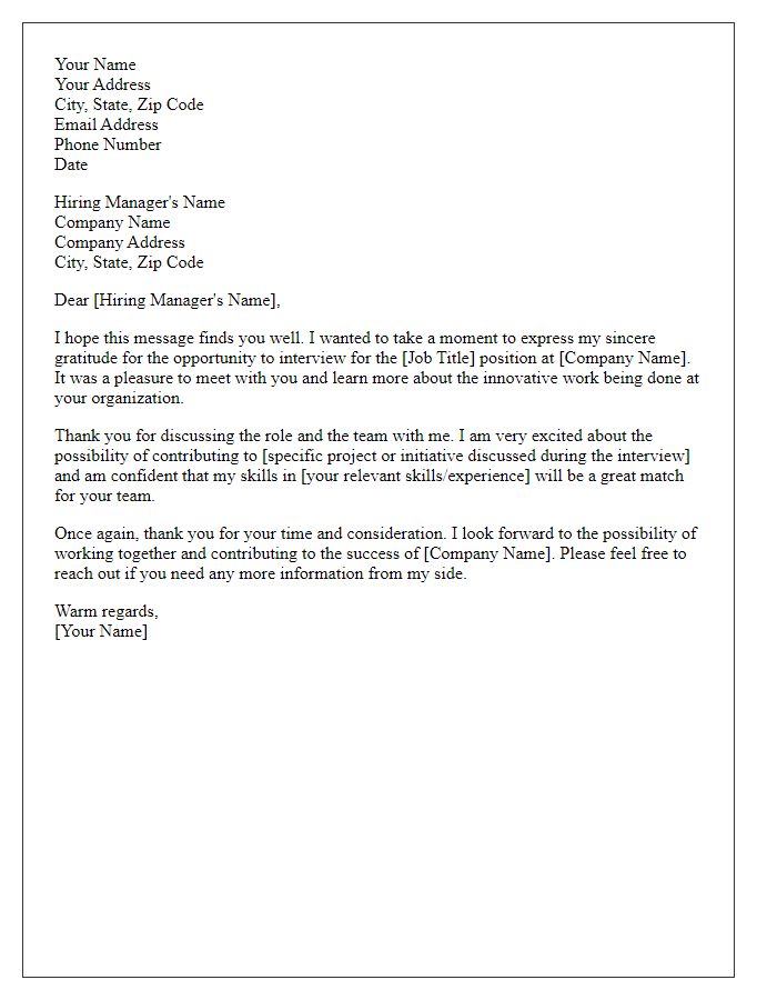 Letter template of thank you for the job opportunity