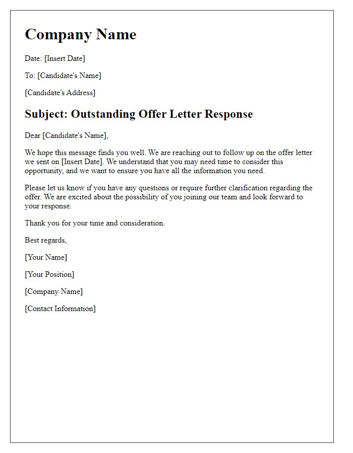 Letter template of touchpoint for outstanding offer letter response